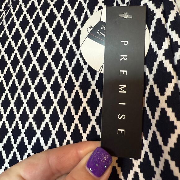 NWT Premise Navy & White print tummy control stretch ankle pants - Small - Picture 5 of 10